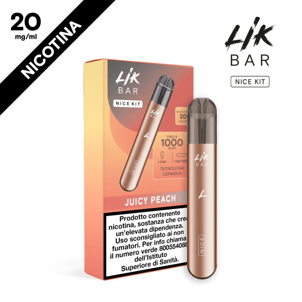 LIK BAR NICE - STARTER KIT ROSE + POD JUICY PEACH - NIC 20