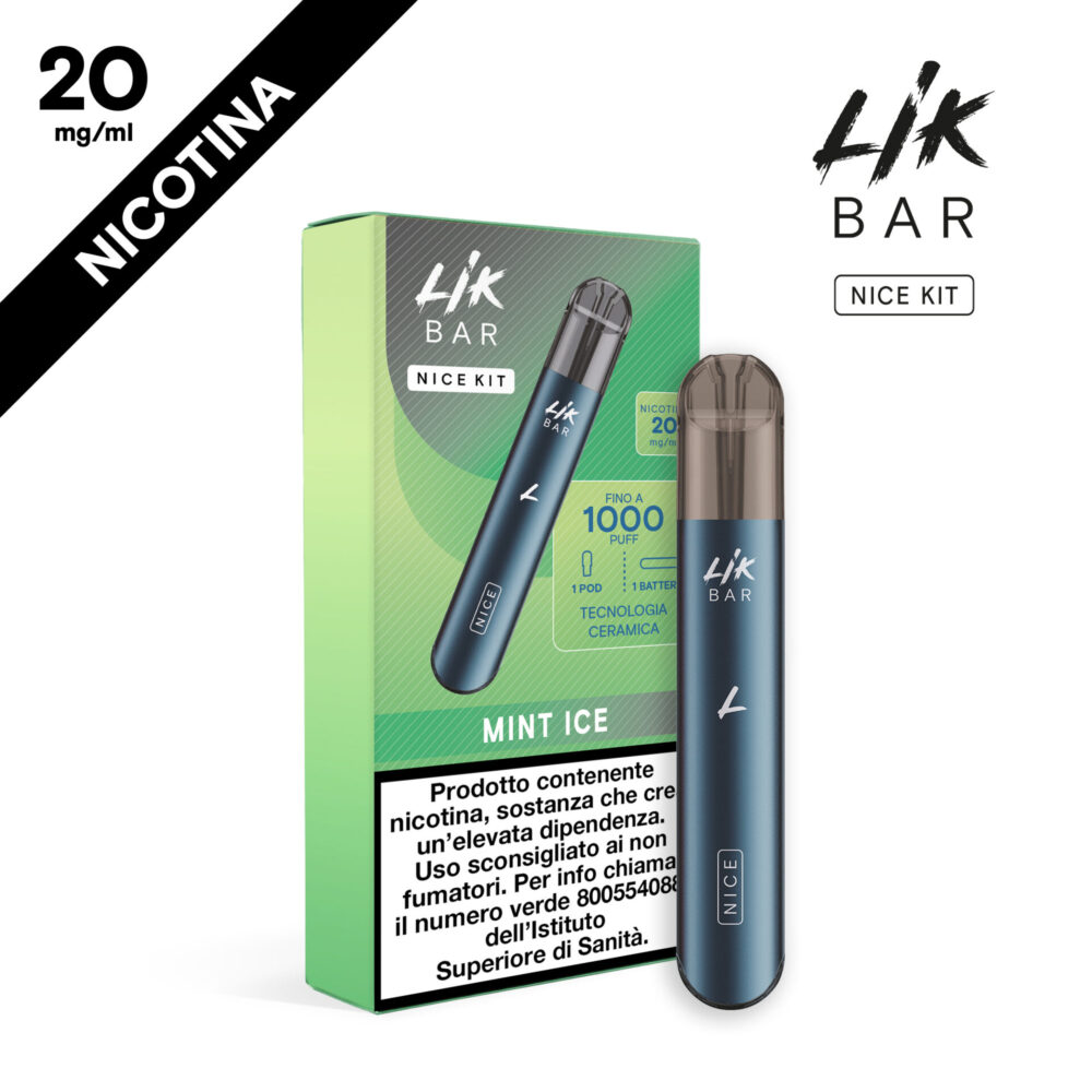 LIK BAR NICE - STARTER KIT BLUE + POD MINT ICE - NIC 20