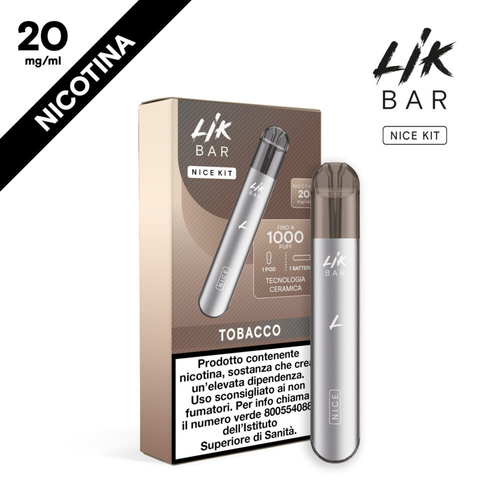 LIK BAR NICE - STARTER KIT SILVER + POD TOBACCO - NIC 20