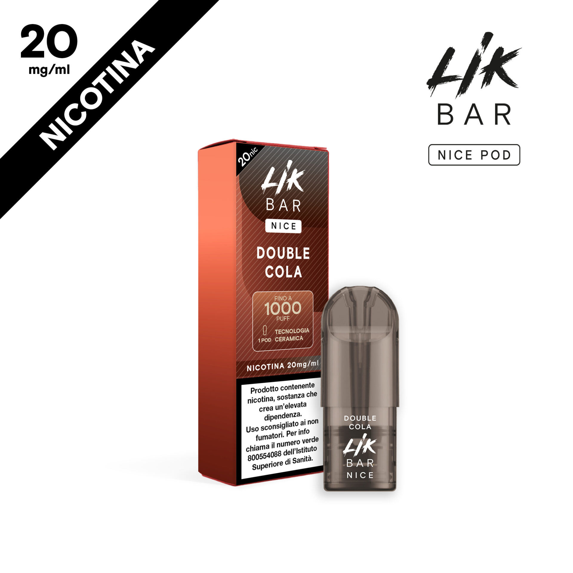 LIK BAR - NICE POD DOUBLE COLA - CERAMIC COIL - NIC 20