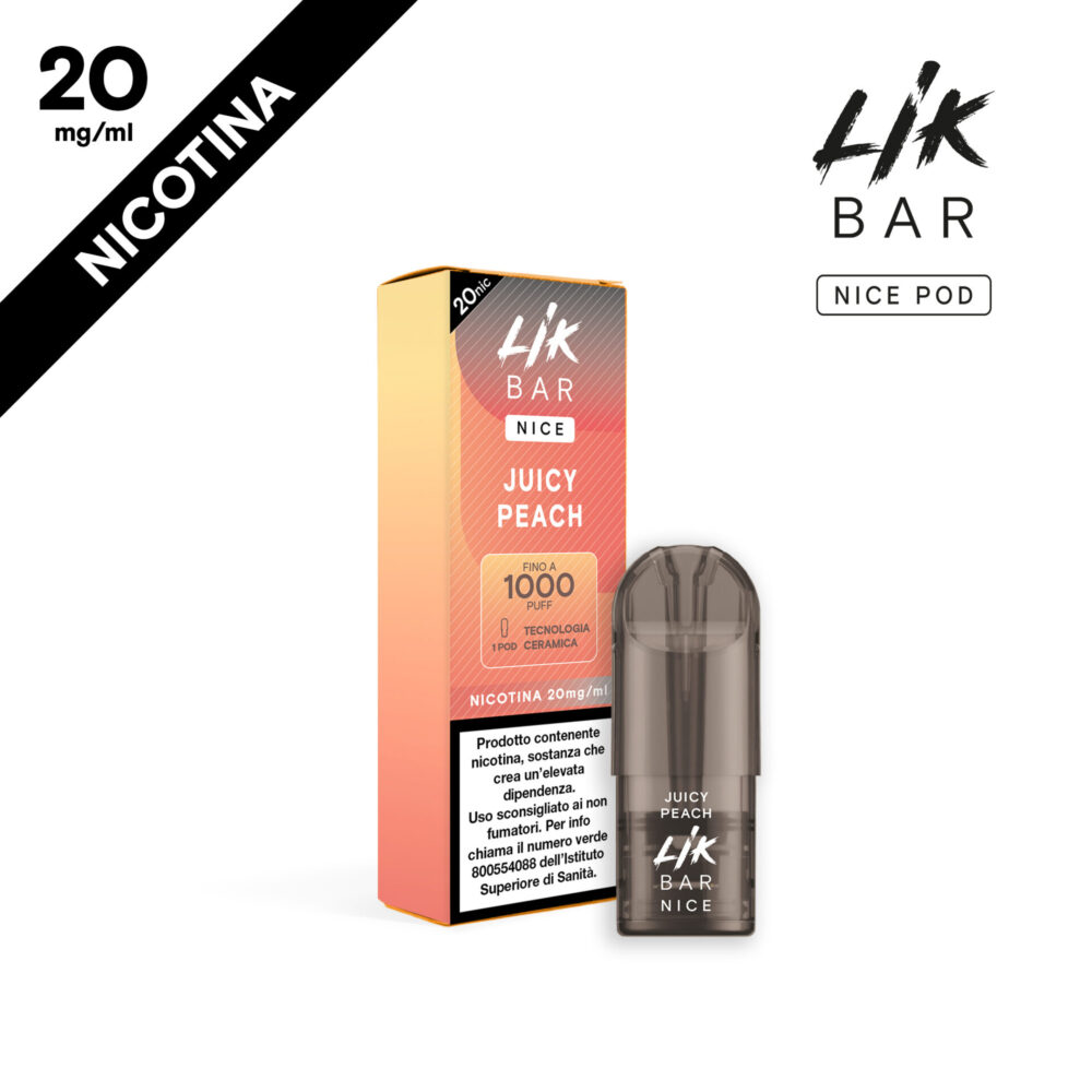 LIK BAR - NICE POD JUICY PEACH - CERAMIC COIL - NIC 20