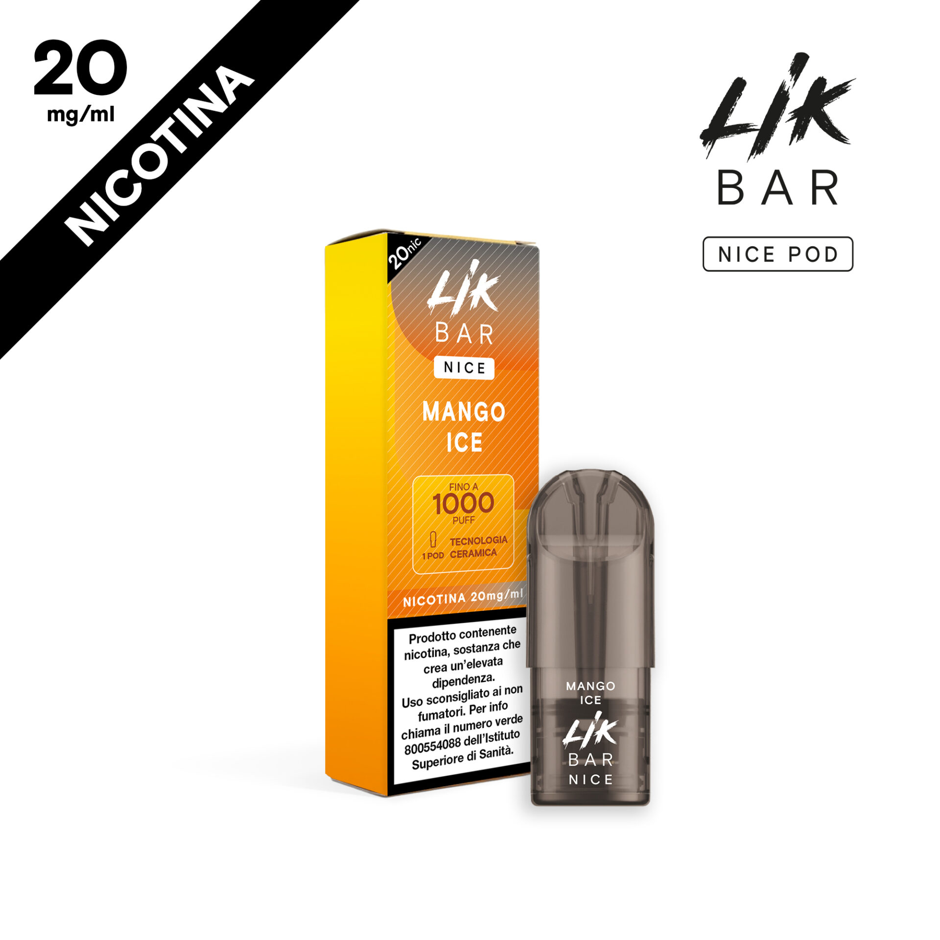 LIK BAR - NICE POD MANGO ICE - CERAMIC COIL - NIC 20