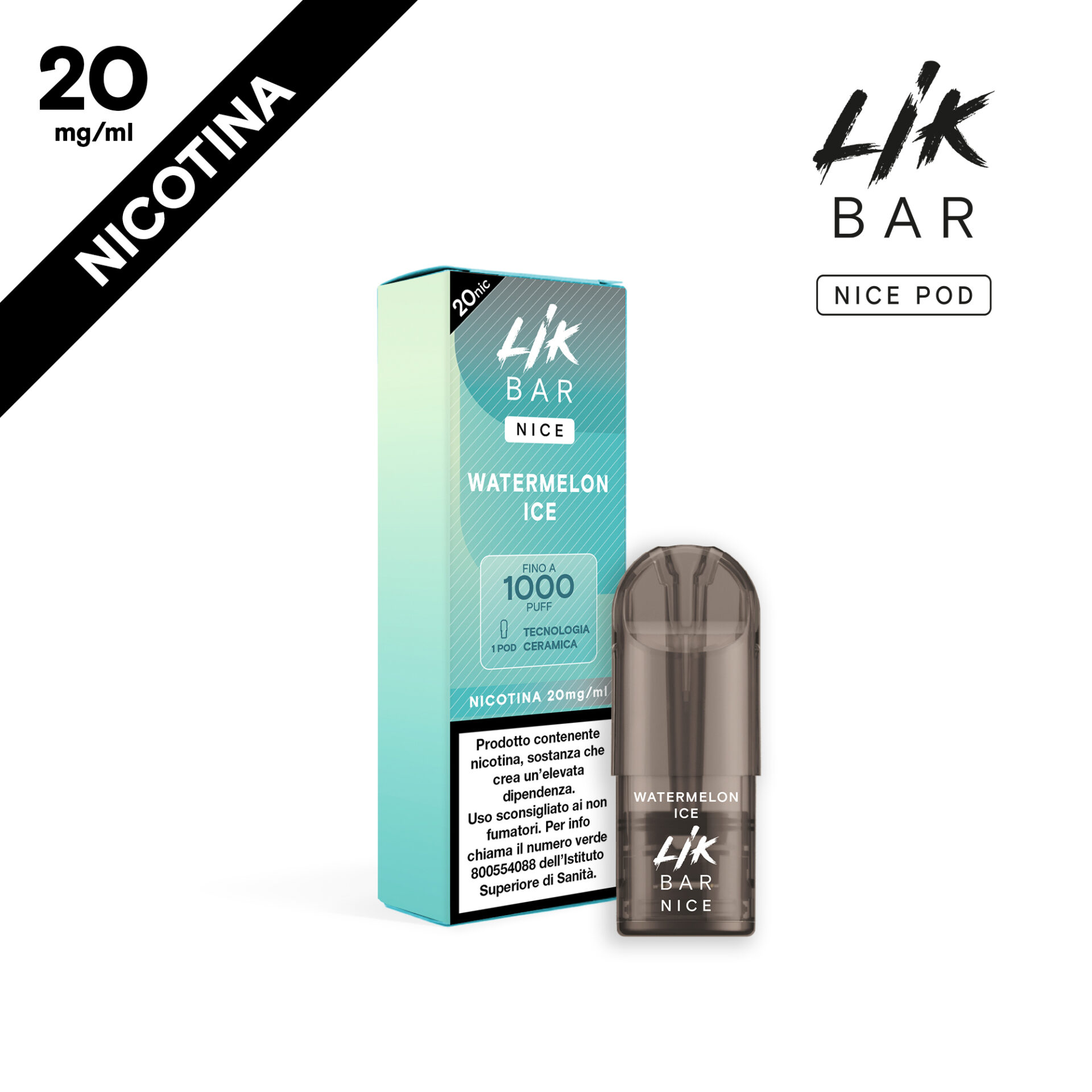 LIK BAR - NICE POD WATERMELON ICE - CERAMIC COIL - NIC 20