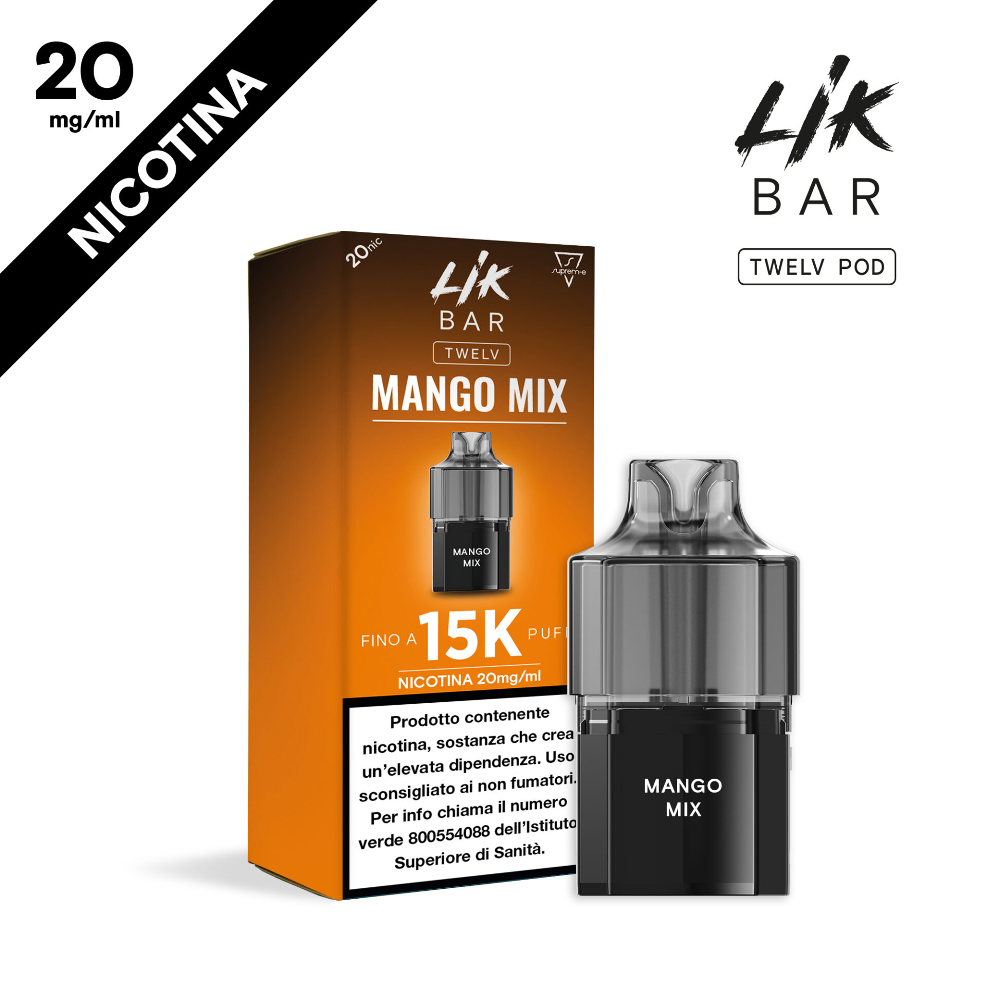 LIK BAR - TWELV RICARICA 2+10ML - MANGO MIX - NIC 20