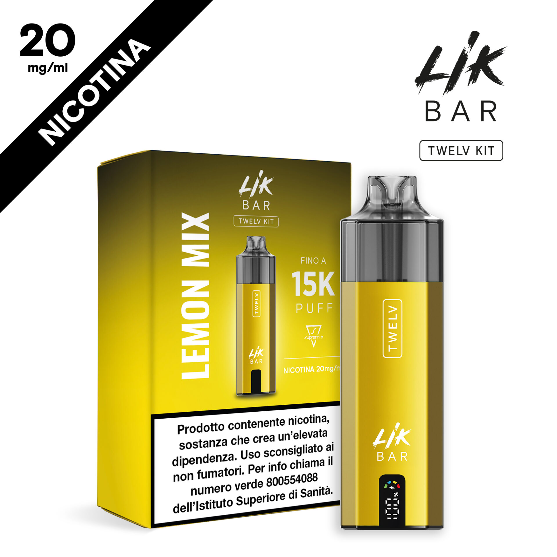 LIK BAR - TWELV STARTER KIT GOLD 2+10ML - LEMON MIX - NIC 20