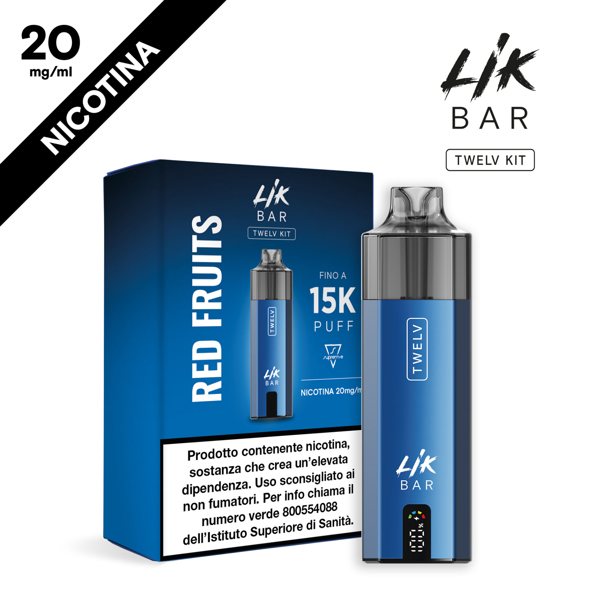 LIK BAR - TWELV STARTER KIT BLUE 2+10ML - RED FRUITS - NIC 20